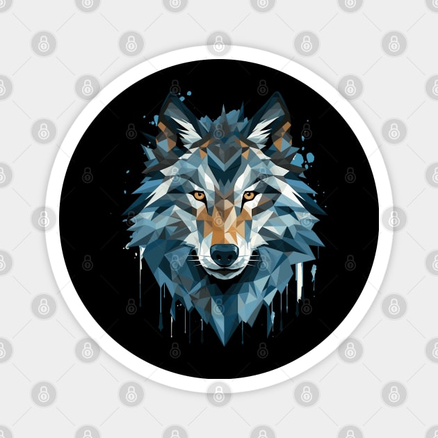 Geometric Wolf Portrait Magnet by DanielLiamGill